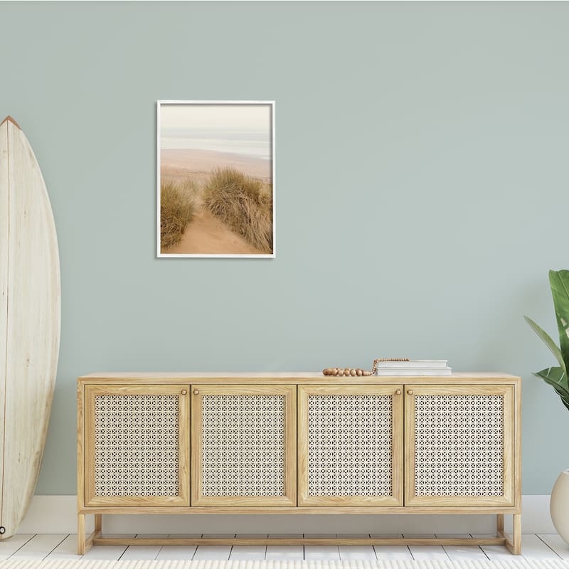 Stupell Sun Bleached Beach Coast Tall Grass Sand Dunes Framed Wall Art