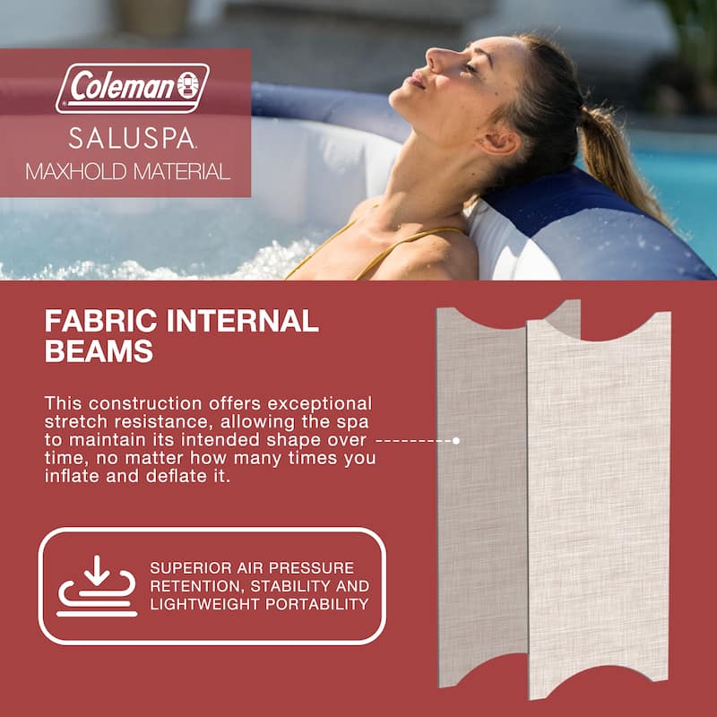 Coleman SaluSpa Atlantis AirJet Inflatable Hot Tub with 140 Soothing Jets, Blue - 71in. X 71in. X 28in.