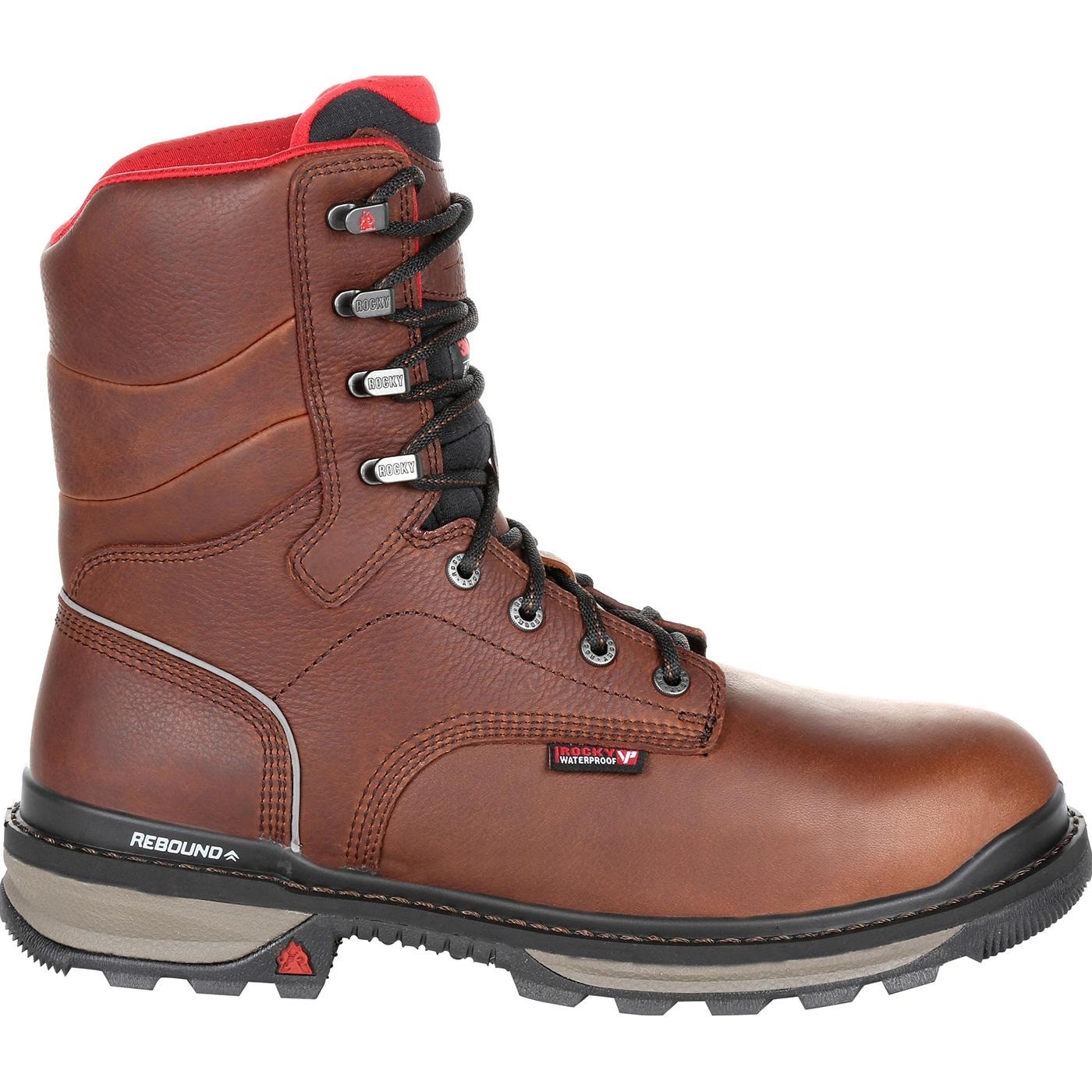 Rocky Men/'s Boot Rams Horn Waterproof Pull-On Work Dark Comfort Brown RKK0306