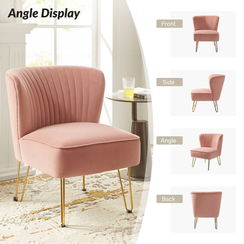 Barto Modern Velvet Tufted Side Chair with Golden Legs by HULALA HOME