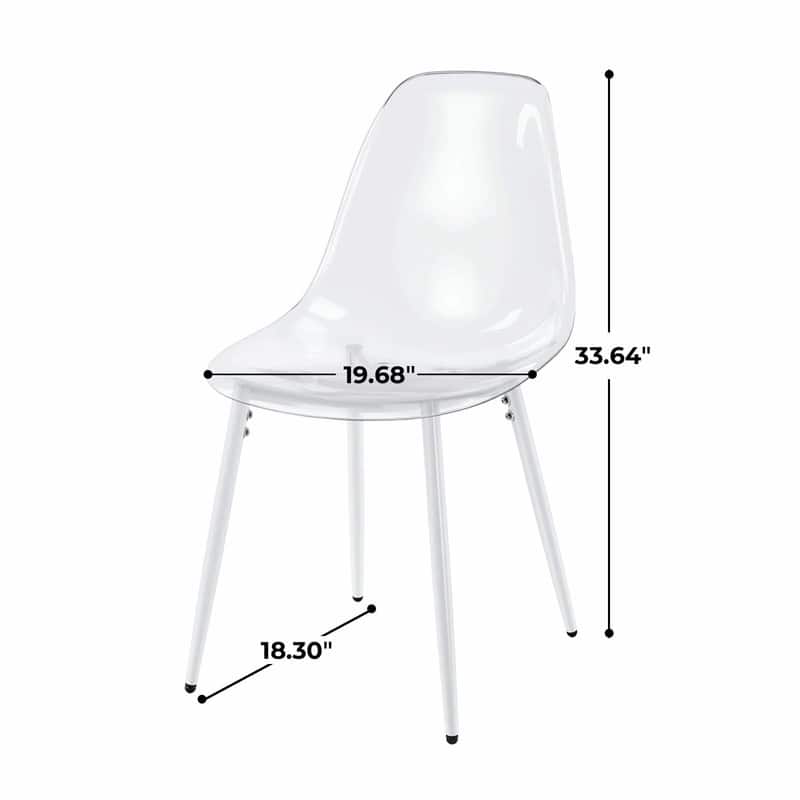 Modern Transparent Dining Chair with Clear Shell and Metal Legs, Easy-Clean Accent Chair for Home or Office