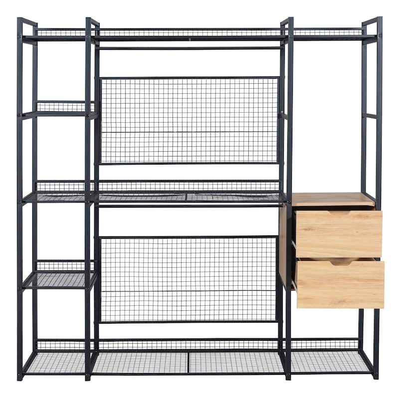 HomeRoots 69" Black Metal Closet System