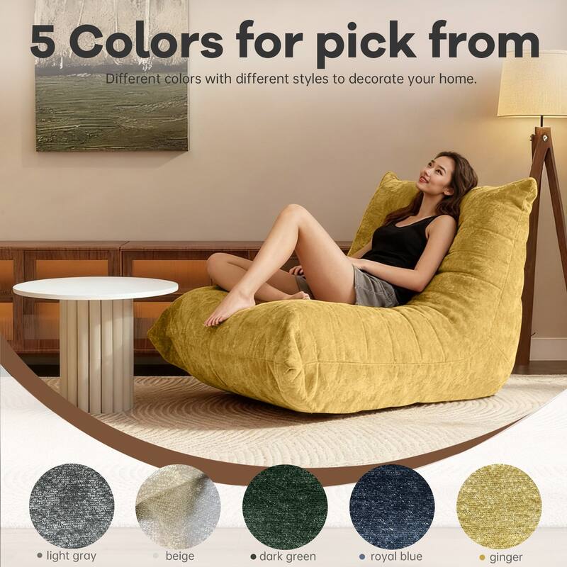 Ergonomic Sofa Sack Chair, Comfy Lazy Floor Sofa Armless Lounge Chair, Memory Foam Chair