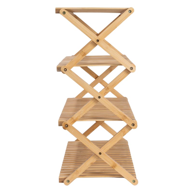 Household Essentials 4-Tier Bamboo Folding Shoe Rack - 27.5"L x 9.8"W x 22.0"H