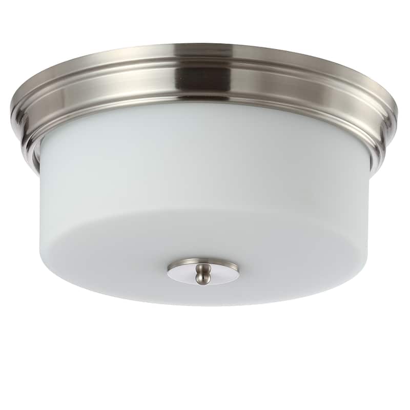 SAFAVIEH Lighting Shala Led Flush Mount - 15" x 15" x 7" - Brush Nickel/White - 15Wx15Dx7H