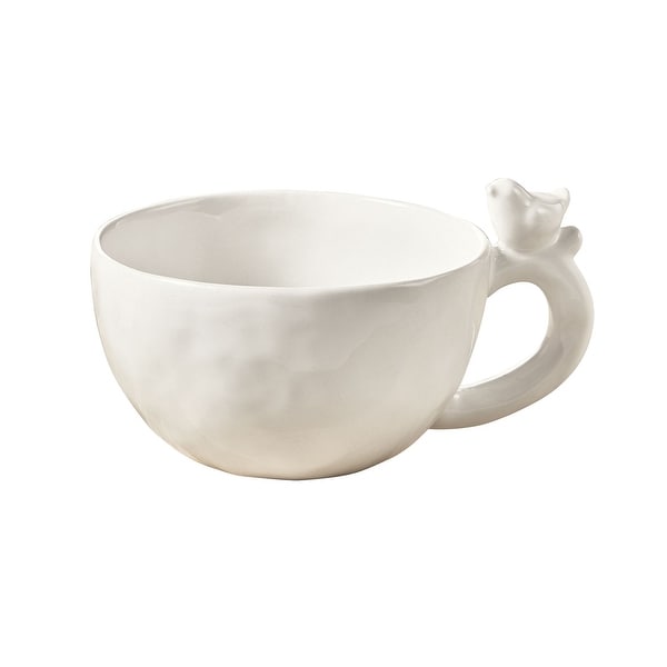 Shop Art And Artifact Stoneware Latte Cup Large White Mug With Bird