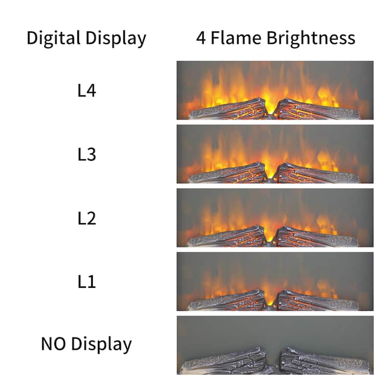 26 inch electric fireplace insert, ultra thin heater with log set & realistic flame, remote control with timer