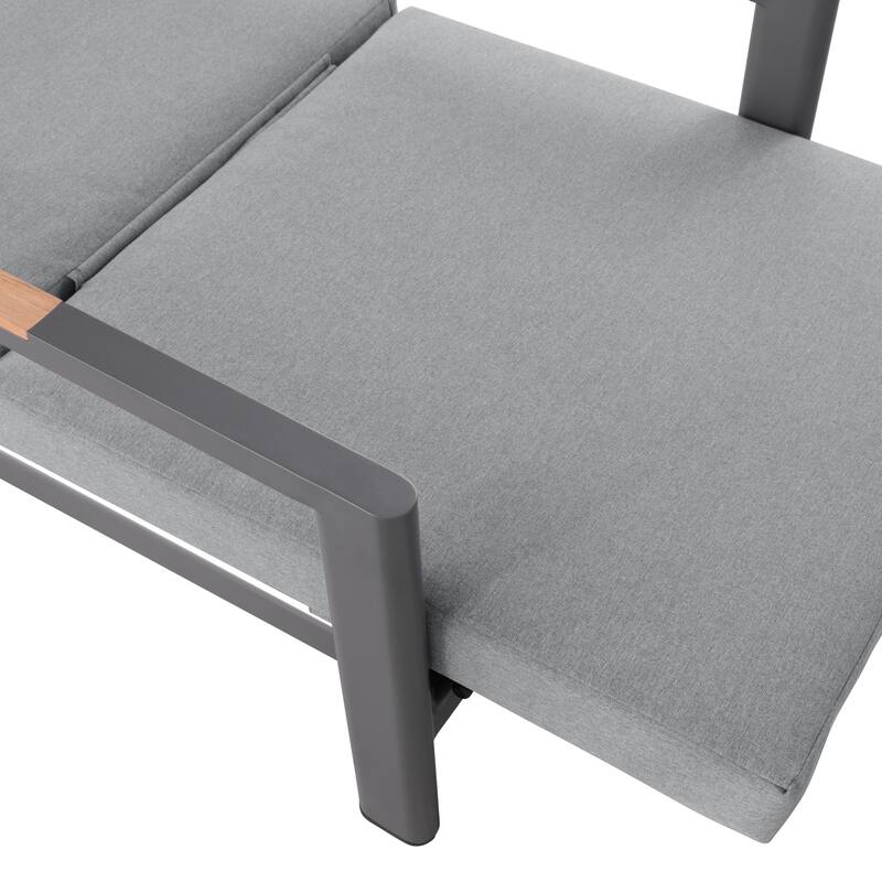 Arlo Teak & Wicker Aluminum Dual-Use Outdoor Chaise Lounge (Set of 2)