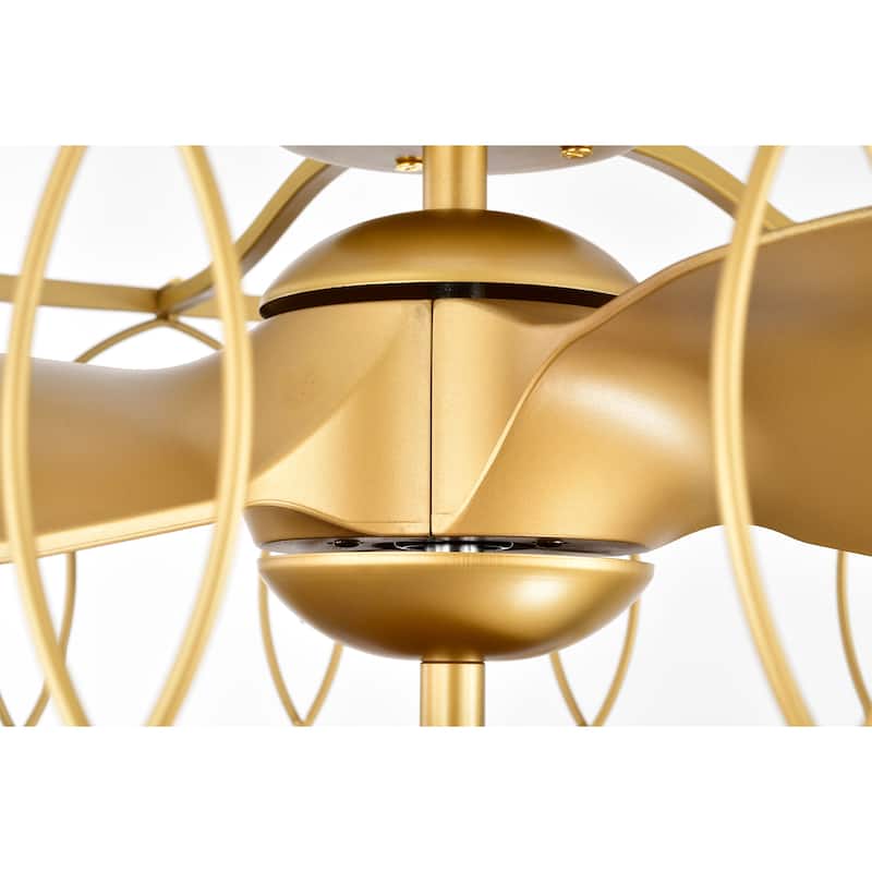 Kauri 26-inch Matte Gold 6 Lights 3 Blades Lighted Ceiling Fan with Remote