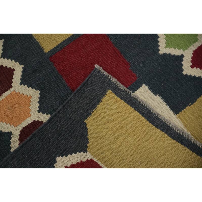 Hand Woven Oriental 100% Wool Carpet Southwestern Tribal Multi-Colored Kilim Area Rug - 13' 3'' X 10' 1''