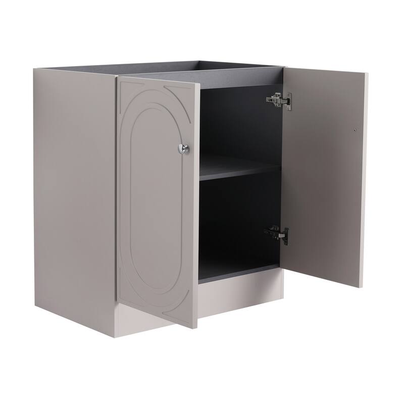 Modern 30 Inch Freestanding Bathroom Vanity Base without Sink, Storage Cabinet with Soft-Close Doors and Adjustable Shelves