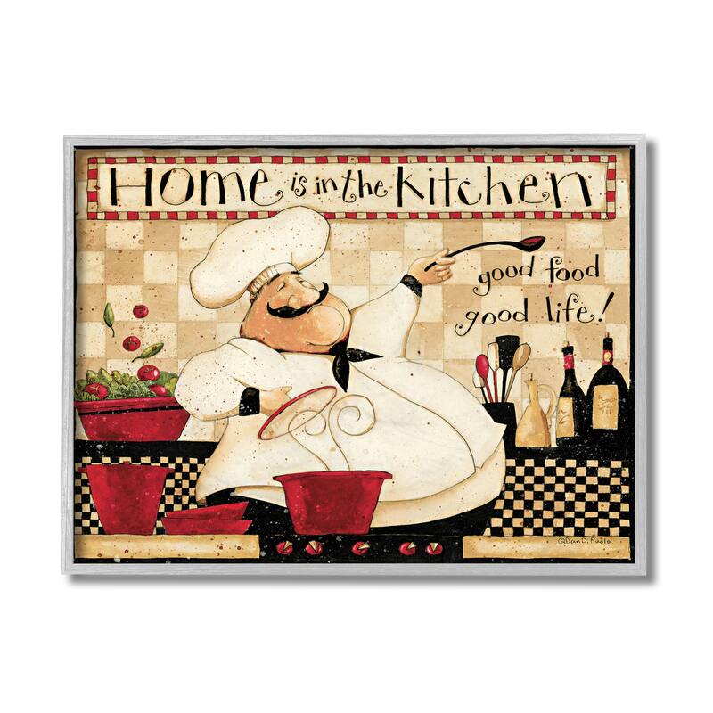 Stupell Home is the Kitchen Phrase Charming Vintage Chef Framed Wall Art