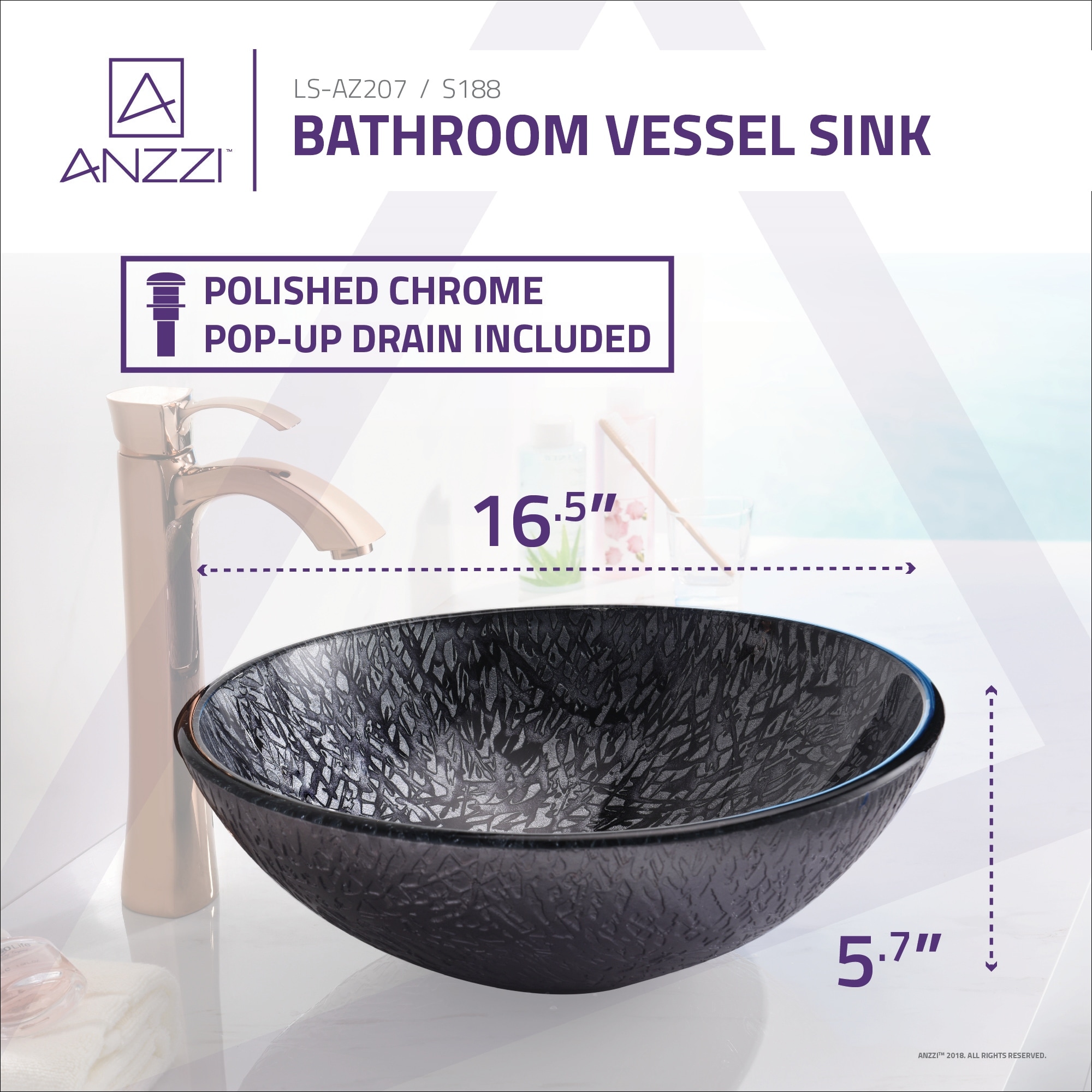 ANZZI Jonas Series Vessel Sink in Arctic Sheer - Bed Bath & Beyond