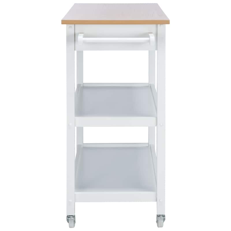 SAFAVIEH Cohyn 1-Drawer 2-Shelf Kitchen Bar Cart with Wheels - 39" W x 17.7" L x 36.2" H