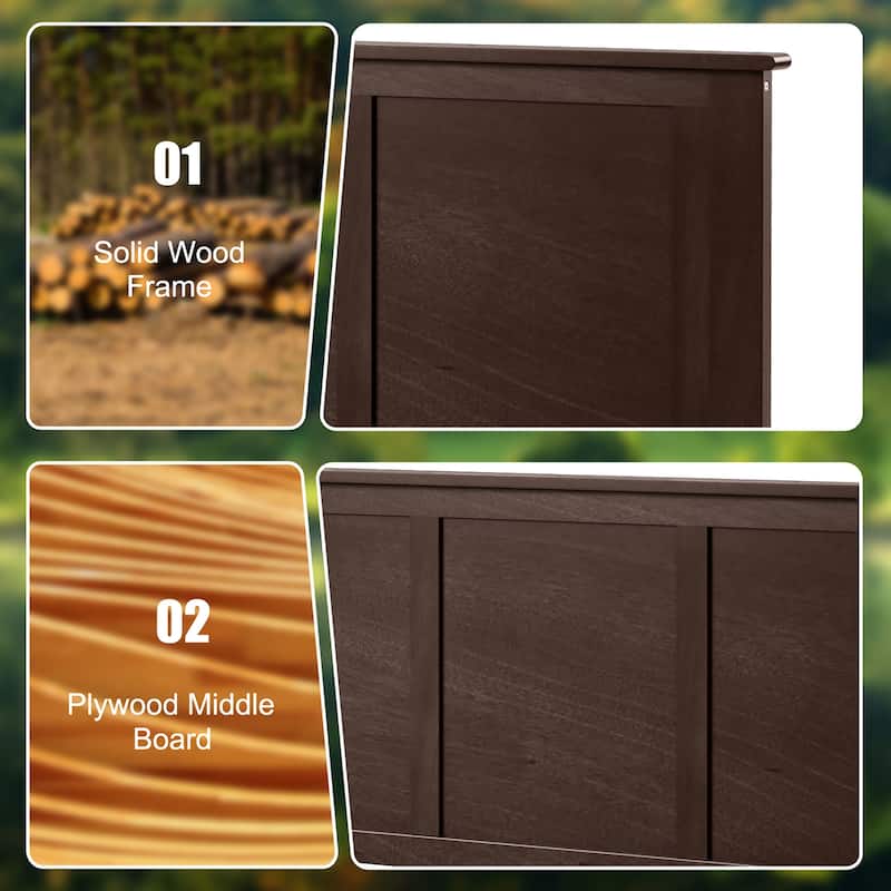 Costway Full Wood Headboard Flat Panel Pre-drilled Holes Height