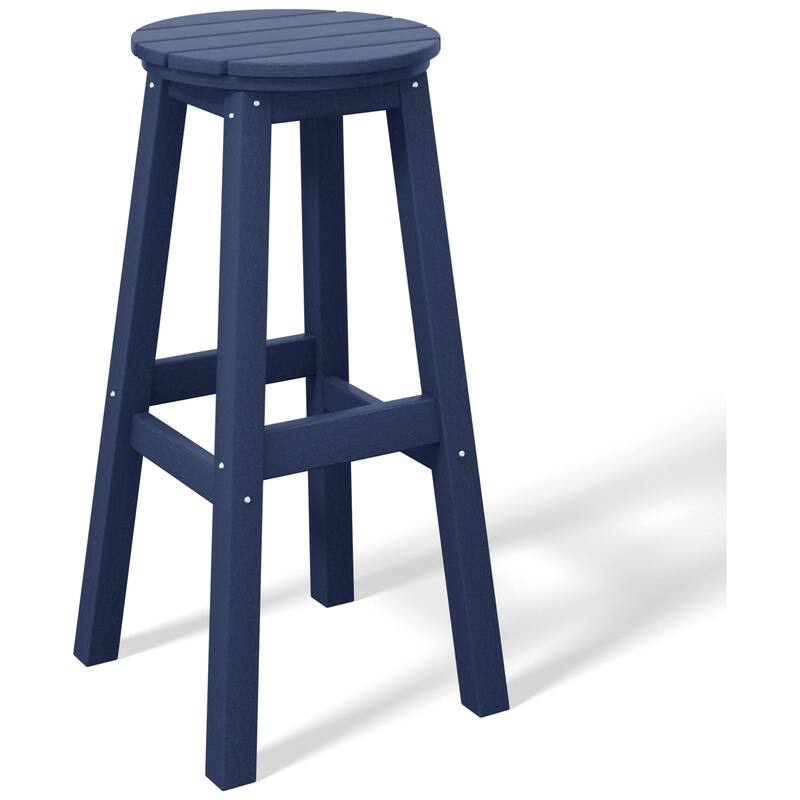 Laguna Hdpe All Weather Outdoor Patio 29" Round Bar Stool - Navy Blue