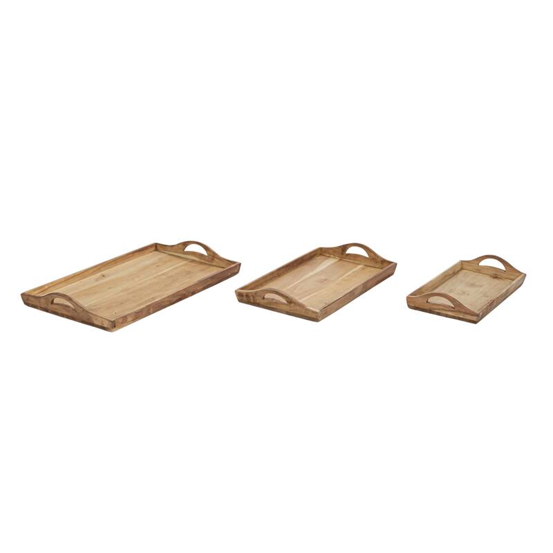 Acacia Wood Trays with Handles