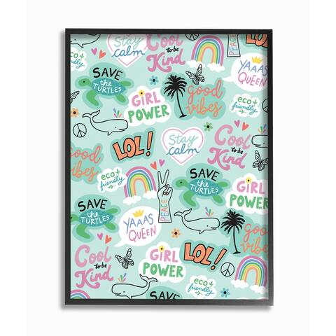 Stupell Industries Modern Day Tween Phrases Collage Pattern Design Framed Wall Art - Multi-Color