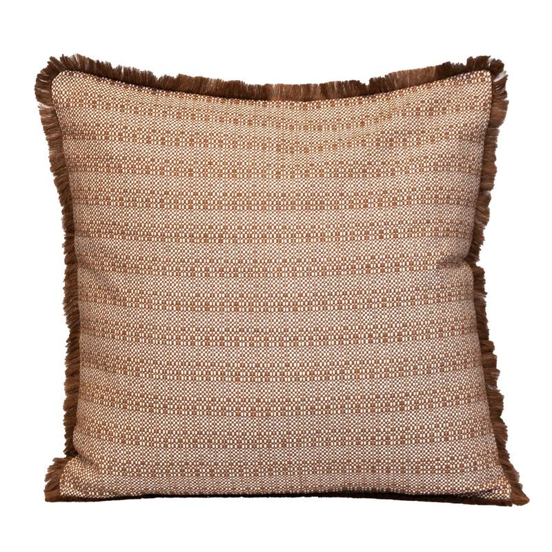 Striped Square Cotton Throw Pillow - 24" - Brown