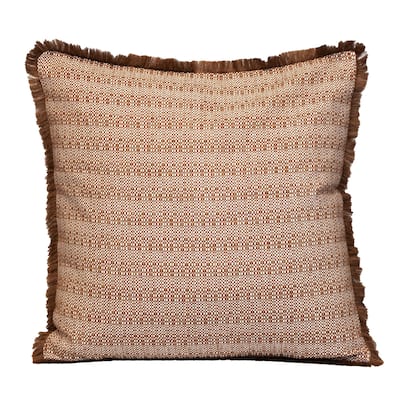 Striped Square Cotton Throw Pillow - 24" - Brown