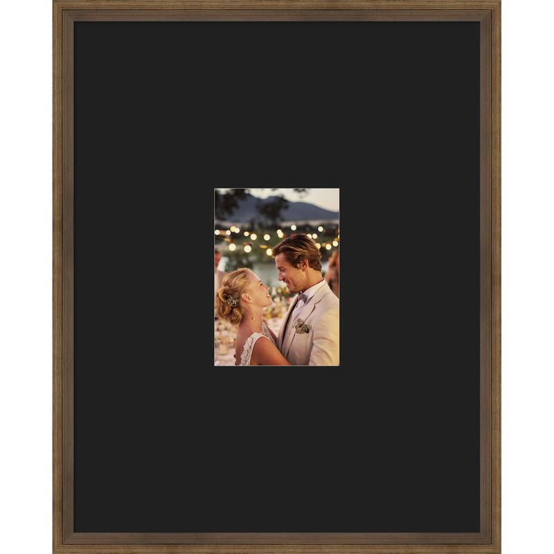 Lucie Black Framed Picture Frame, Photo Frame - 16x20 Matted Black 5x7 - Lucie Light Bronze