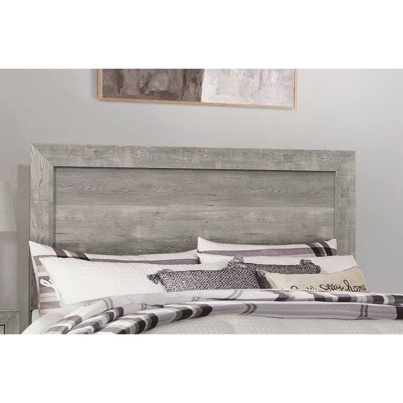 Queen Size Bed with Rustic Gray Finish Headboard and Footboard, Includes Rails, Assembly Required
