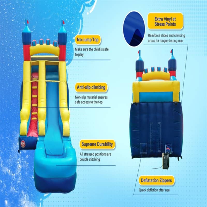 Vinyl Inflatable Bounce House with Water Guns,Slides, Basketball Hoop and 1100-Watt Blower - 22.5x12x25.5ft