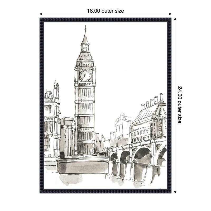 Pen and Ink Travel Studies No. 2 by Ethan Harper Framed Canvas Wall Art Print - Black - 18 x 24 in