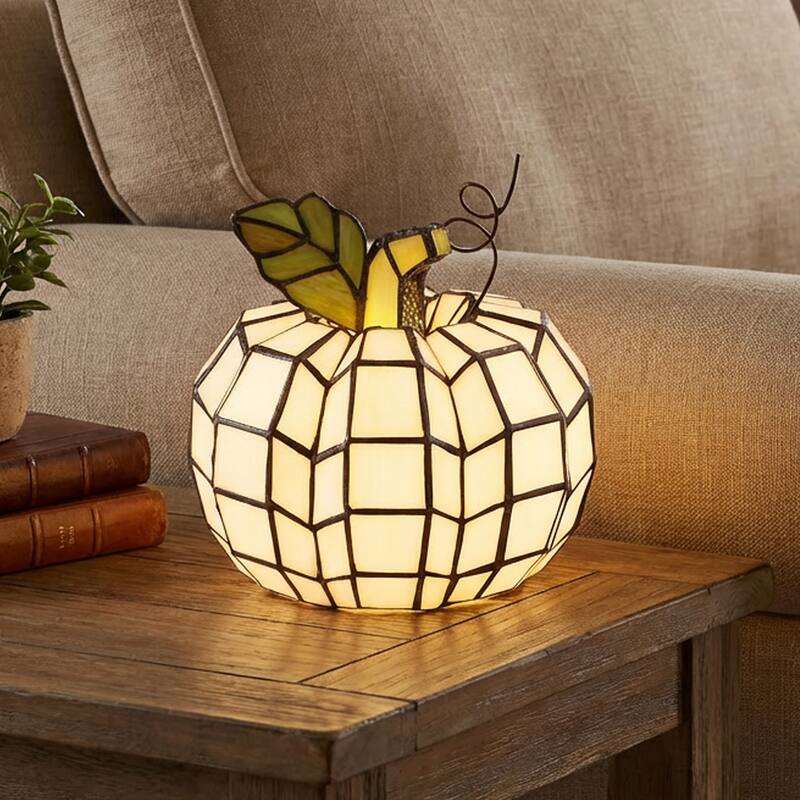 9" H Patch the Pumpkin Stained Glass Accent Lamp - 8.25"L x 8.25"W x 9"H