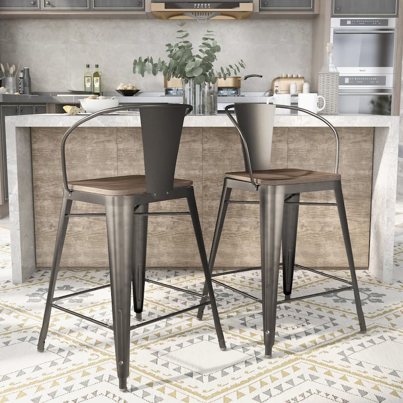 Rish Industrial Metal Counter Height Chairs by Furniture of America (Set of 2)