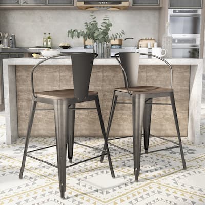 Furniture of America Rish Industrial Counter Height Chairs (Set of 2)