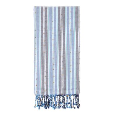 Blue Bohemian Hand Loomed %100 Turkish Cotton Beach Bath Towel - Boho Gypsy Hippie - Citizens of the Beach Collection