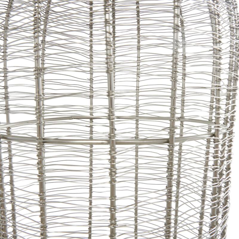 Metal Tall Decorative Vase with Woven Black Rattan Base - Silver - Roche River Decor