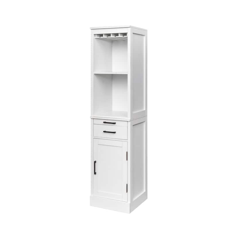 Modular Wine Bar Cabinet with Storage Shelves with Hutch for Dining Room