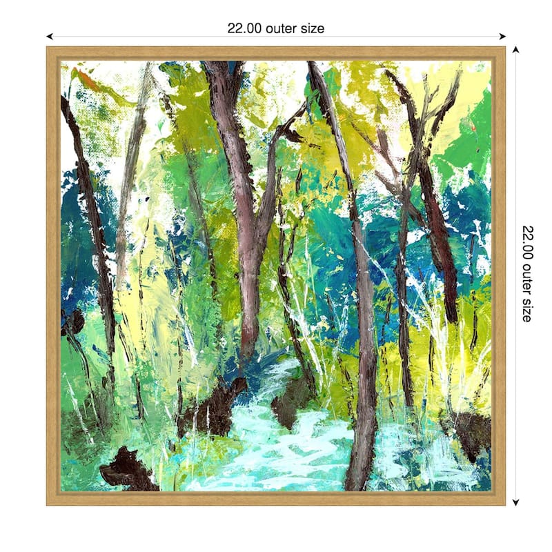 Turquoise Forest by Elan Studios Framed Canvas Wall Art Print - Sylvie Bright Gold - 22 x 22 in