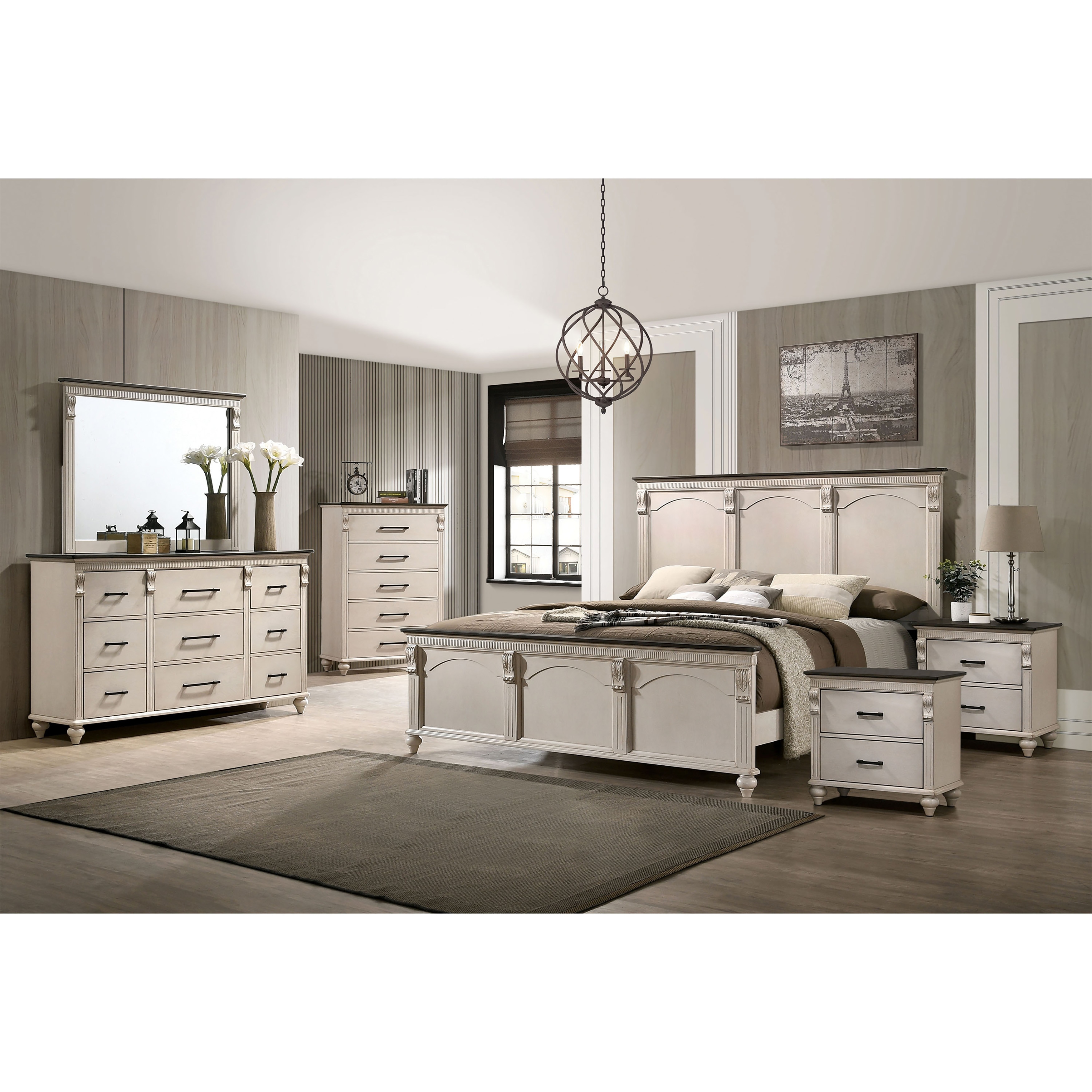 Summerset 5 Pc Cream Colors,Light Wood,White King Bedroom Set With 3 Pc  King Poster Bed, Dresser, Mirror | Rooms to Go, image size:3500x3500