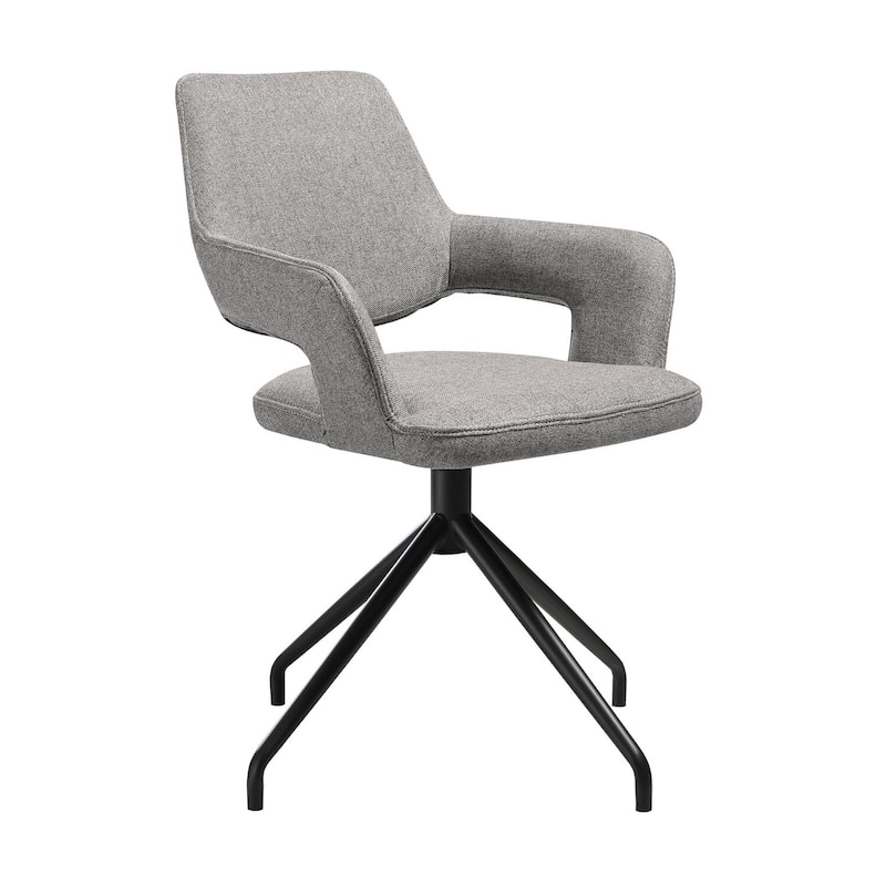 Black/Light Gray Fabric Upholstered Metal Frame Dining Chair, Set of 2, Sturdy Dining Chair for Dining Rooms - 21.75