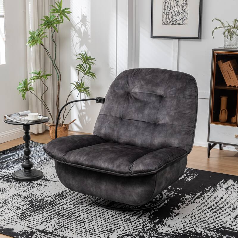 Black Recliner, Reclining Lazy Chair, Mobile Phone Holder, Large and Vomfortable Reading Chair