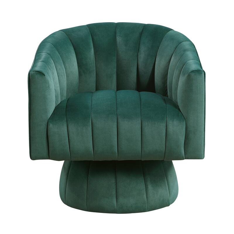 Velvet Swivel Barrel Chair, Round Upholstered Sofa Chair, Lounge Armchair with Barrel Back for Living Room, Bedroom