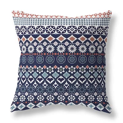 Blue And Cyan Shape Synergy Faux Suede Throw Pillow Zipper