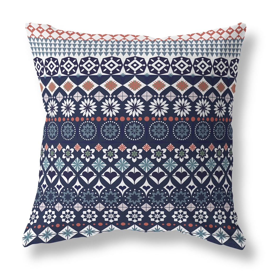 Blue And Cyan Shape Synergy Faux Suede Throw Pillow Zipper