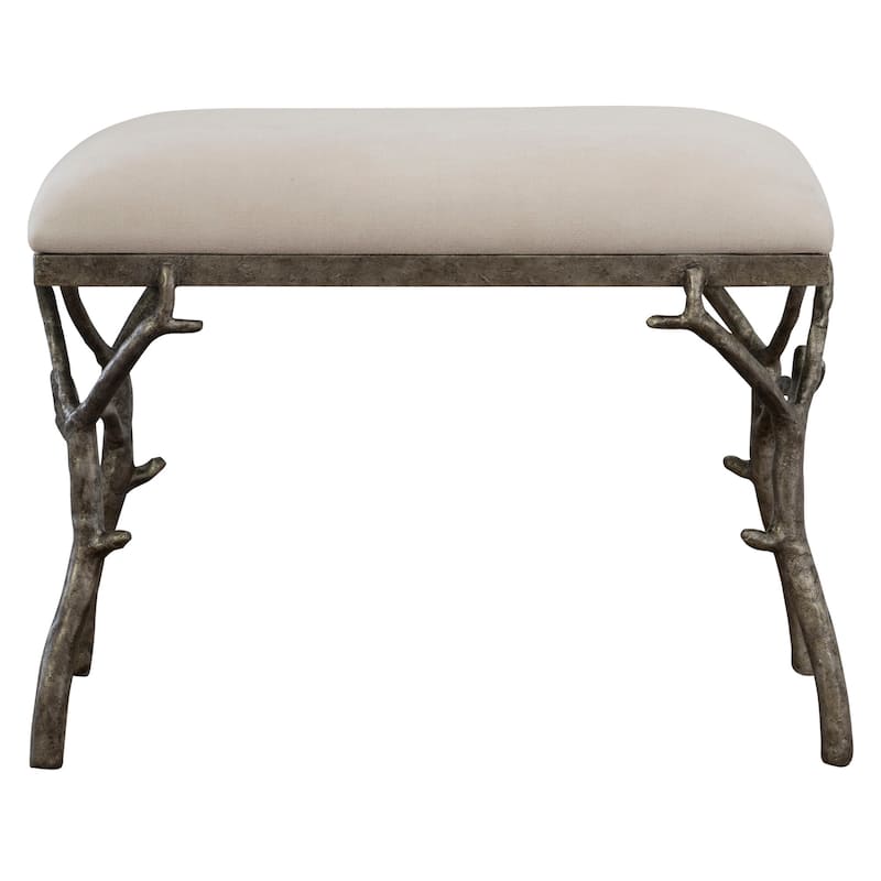 Uttermost Lismore 24" Wide Rustic Lodge Linen Upholstered Bench with