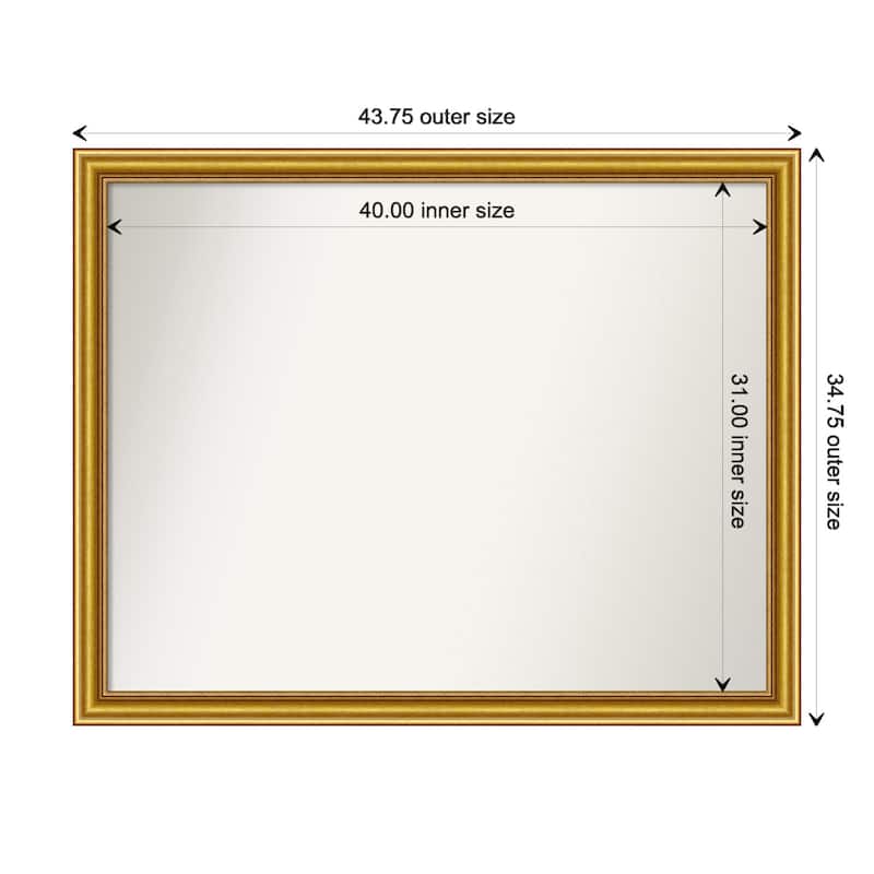Townhouse Gold Framed Non-Beveled Custom Wall Mirror, Bathroom Vanity Mirror - Outer Size: 43.75 x 34.75