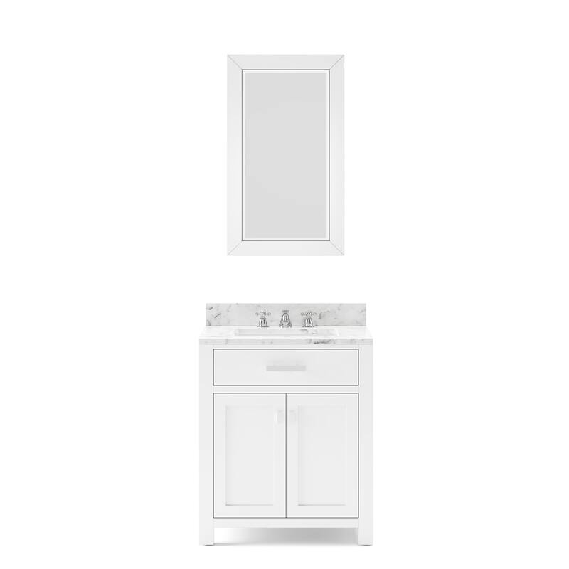 Water Creation Madison 30-inch Solid White Single Sink Bathroom Vanity