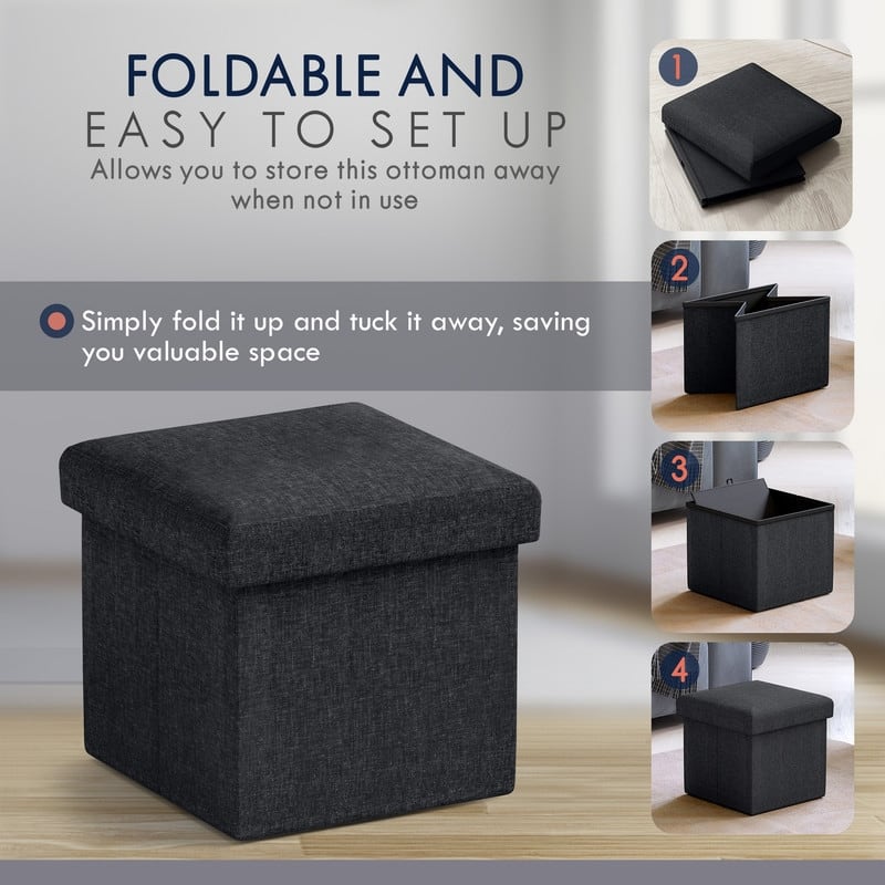 Small Foldable Square Storage Ottoman Cube