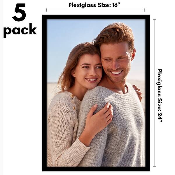 dimension image slide 7 of 22, Americanflat 5 Pack of Picture Frames with Mat - Plexiglass Cover