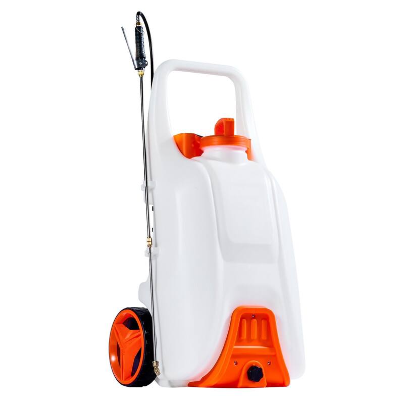 White and Orange 13.1 Gallon Electric Wheeled Sprayer with Adjustable Pressure and 30m Hose