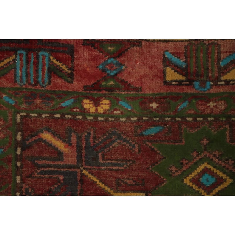 Hand Knotted Oriental 100% Wool Carpet Traditional Geometric Oranges & Rust Heriz Area Rug - 7' 4'' X 3' 7''