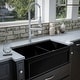 preview thumbnail 13 of 19, Karran 33" Double Bowl Panel Front Farmhouse Fireclay Kitchen Sink with Reversible Apron Front