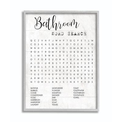 Stupell Bathroom Word Search Fun Family Word Design Framed Wall Art, Design By Artist Daphne Polselli - Black
